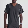 Skechers Sk0112 Structure 1-pocket Mens V Neck Short Sleeve Tag Free Stretch Fabric Moisture Wicking Scrub To In Black