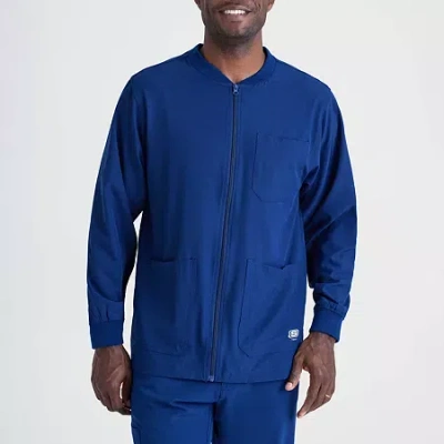 Skechers Sk0408 Structure 3-pocket Crewneck Warm-up Mens Big And Tall Tag Free Stretch Fabric Moisture Wickin In Blue