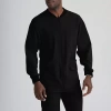 Skechers Sk0408 Structure 3-pocket Crewneck Warm-up Mens Tag Free Stretch Fabric Moisture Wicking Scrub Jacke In Black