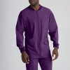Skechers Sk0408 Structure 3-pocket Crewneck Warm-up Mens Tag Free Stretch Fabric Moisture Wicking Scrub Jacke In Purple