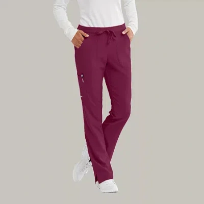 Skechers Sk201 Reliance 3-pocket Mid-rise Straight Leg Womens Petite Tag Free Stretch Fabric Moisture Wicking In Burgundy