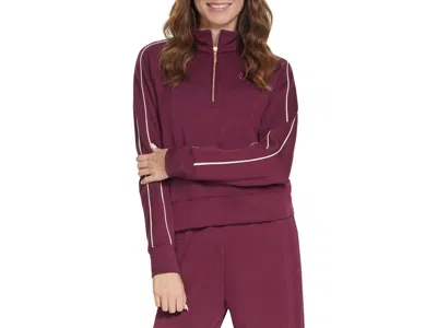 Skechers Skechluxe Elevate Cozy Luxe Quarter Zip Sweatshirt In Burgundy