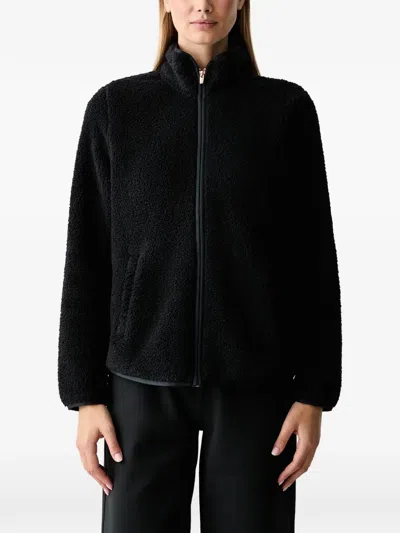 Skechers Skech-sherpa Fleece Zip-up Sweater In Black