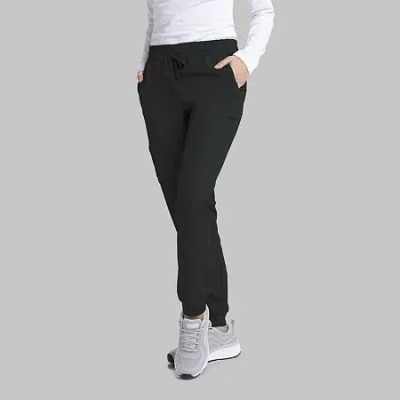 Skechers Skp552 Theory 4-pocket Mid-rise Jogger Womens Petite Stretch Fabric Moisture Wicking Scrub Pant In Black