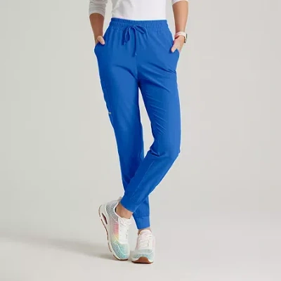Skechers Skp552 Theory 4-pocket Mid-rise Jogger Womens Petite Stretch Fabric Moisture Wicking Scrub Pant In Blue