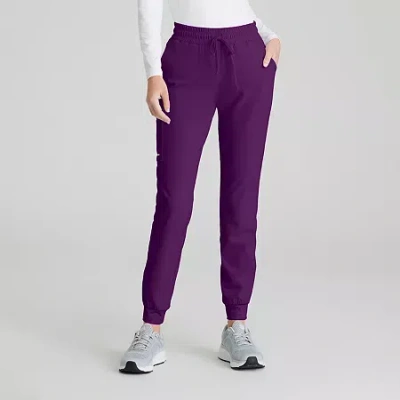 Skechers Skp552 Theory 4-pocket Mid-rise Jogger Womens Petite Stretch Fabric Moisture Wicking Scrub Pant In Purple