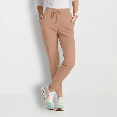 Skechers Skp552 Theory 4-pocket Mid-rise Jogger Womens Plus Tall Stretch Fabric Moisture Wicking Scrub Pant In Brown