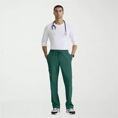 Skechers Skp718 Compass 5-pocket Elastic Waistband Straight Leg Mens Stretch Fabric Moisture Wicking Scrub Pa In Green