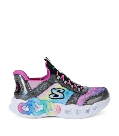 Skechers Kids' Slip Ins Heart Lights Sneakers In Black/comb
