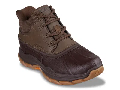 Skechers Slipins Waterproof Relaxed Fit Respected Ivar Boot In Brown