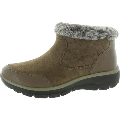 Skechers Small Towns Womens Faux Fur Lined Leather Winter & Snow Boots In Gold