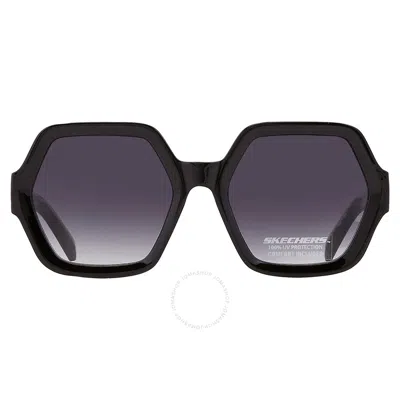 Skechers Smoke Gradient Geometric Ladies Sunglasses Se6223 01b 57 In Black