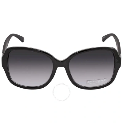 Skechers Smoke Gradient Square Ladies Sunglasses Se6047 01b 57 In Black