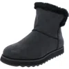 Skechers Snowfall Womens Faux Shearling Warm Shearling Boots In Black