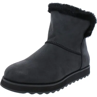 Skechers Snowfall Womens Faux Shearling Warm Shearling Boots In Black
