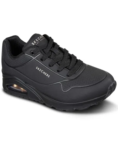 Skechers Womens Black Uno Stand On Air Faux-leather Trainers