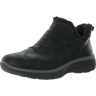Skechers Sweet Treasure Womens Faux Fur Lined Manmade Slip-on Sneakers In Black