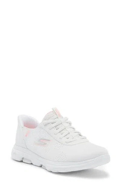 Skechers Swift-fit Go Walk 5 Sneaker In White/pink