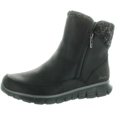 Skechers Synergy-lovely Collab Womens Metallic Vegan Leather Winter & Snow Boots In Black