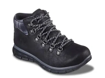 Skechers Synergy Plaid Mood Bootie In Black
