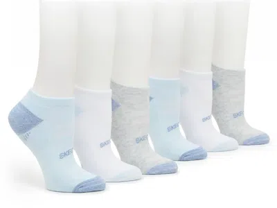 Skechers Terry Low Cut Ankle Socks 6 Pack In Light Blue