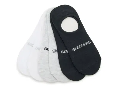 Skechers Terry Quarter Crew No Show Socks 6 Pack In Multi
