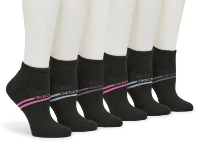 Skechers Terry Quarter Crew Socks 6 Pack In Black