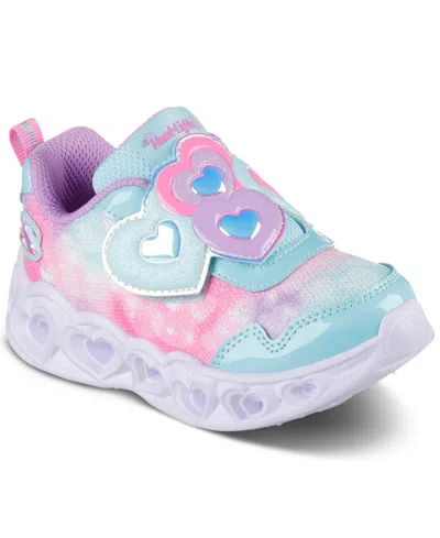 Skechers Babies' Toddler Girls Heart Lights In Turquoise