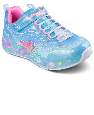 Skechers Kids' Toddler Girls' S-lights: Mermaid Dreams Light-up Fastening Strap Casual Sneakers From Finish Line In Multi