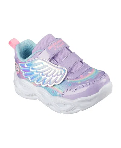Skechers Babies' Toddler Girls S Lights: Twisty Glow Light-up Fastening Strap Casual Sneakers From Finish Line In Purple