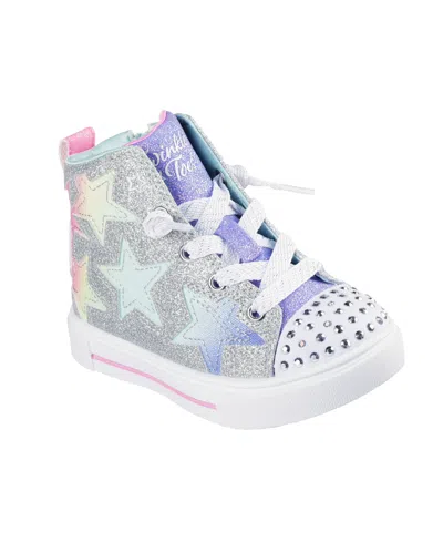 Skechers Babies' Toddler Girls Twinkle Toes: Twinkle Sparks Magical Ombre Light-up Casual Sneakers From Finish Line In Silver