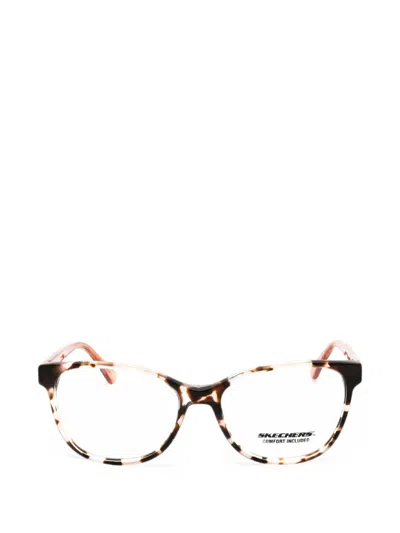 Skechers Tortoiseshell-effect Cat-eye Glasses In Red