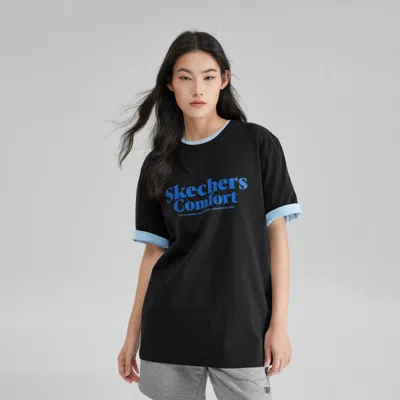 Skechers 【接触凉感速干t】速干运动t恤男女同款短袖t恤男女款春夏季 In Black