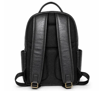 Skechers Unisex Leather Backpack In Black
