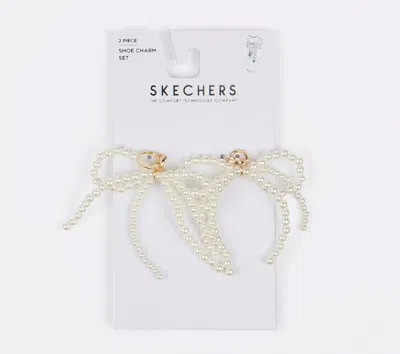 Skechers Unisex Pearl Bow Lace Charm Pack In White