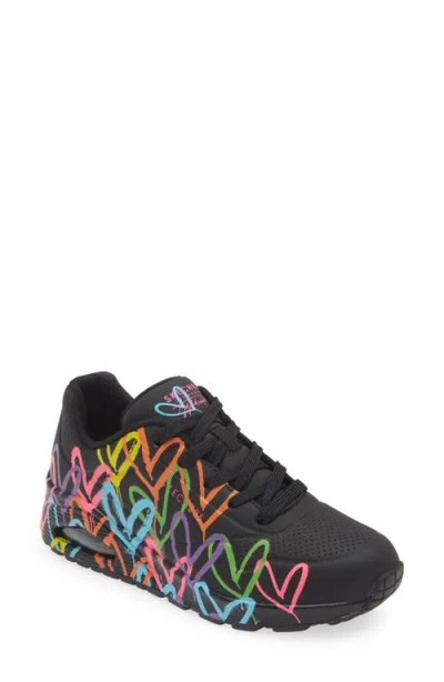 Skechers Uno Highlight Love Sneaker In Black/multi