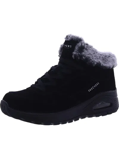 Skechers Uno Rugged Wintriness Womens Suede Memory Foam Winter & Snow Boots In Black