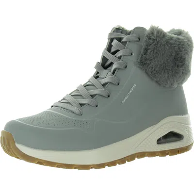 Skechers Uno Rugged Womens Lace-up Faux Fur Winter & Snow Boots In Grey