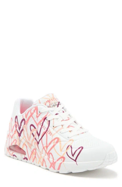 Skechers Uno Spread The Love Sneaker In White/ Coral