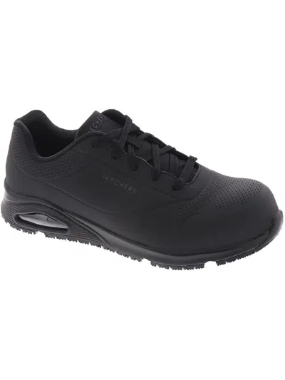 Skechers Uno Sr-doltin Mens Faux Leather Composite Toe Work & Safety Shoes In Black