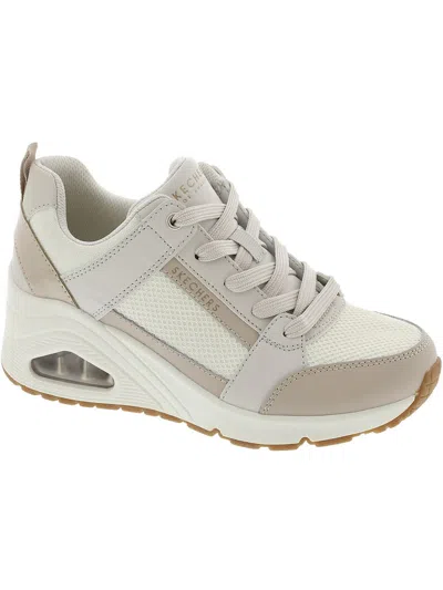 Skechers Uno Wedge-everything Nice Womens Mesh Lace Up Casual And Fashion Sneakers In White