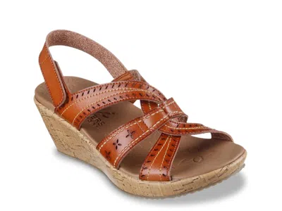 Skechers Wide Width Beverlee After Sunrise Wedge Sandal In Brown