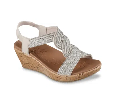 Skechers Wide Width Beverlee Wedge Sandal In White