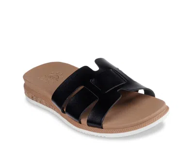 Skechers Wide Width Bobs Desert Kiss Peak Look Sandal In Black