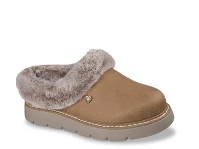 Skechers Wide Width Bobs Keepsakes Lite Cozy Blend Slipper In Brown