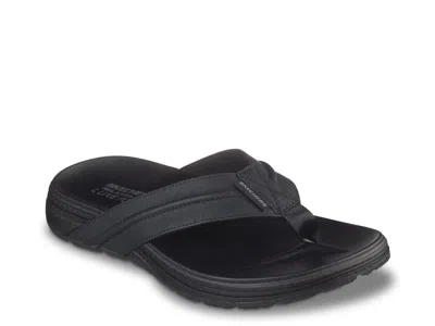 Skechers Wide Width Relaxed Fit Patino Marlee Flip Flop In Black