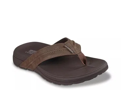Skechers Wide Width Relaxed Fit Patino Marlee Flip Flop In Brown