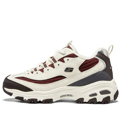 Skechers (wmns)  D'lites Zip Along Shoes 'white Burgundy Grey' In Multi