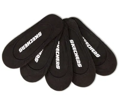 Skechers Women's 5 Pack Non Terry Solid Liner Socks In Black