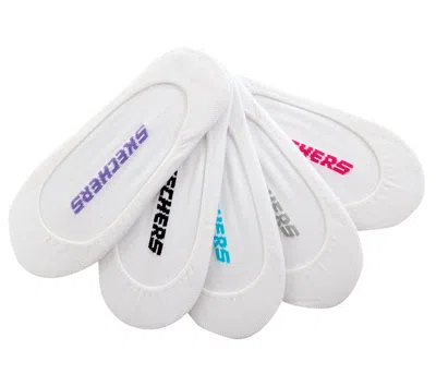 Skechers Women's 5 Pack Non Terry Solid Liner Socks In White